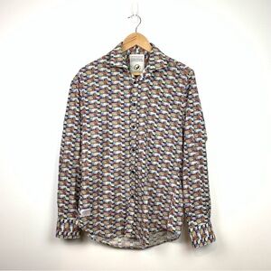 A Fish Named Fred Button Shirt Vintage Licence Plates Multicolor Size Small